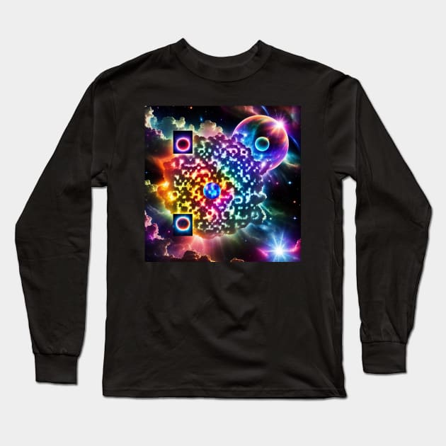 Cosmic Rick Roll QR Code Long Sleeve T-Shirt by JankCitySparrow